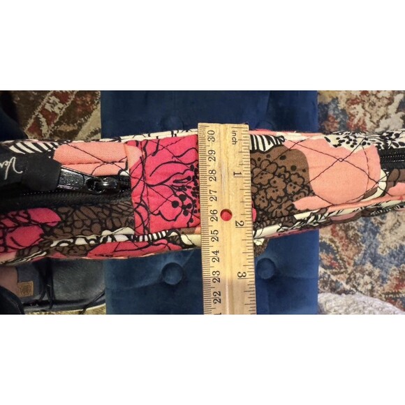 Vera Bradley Cosmetic Bag Retired Mocha Rouge Pink Brown Floral Medium - Picture 6 of 12